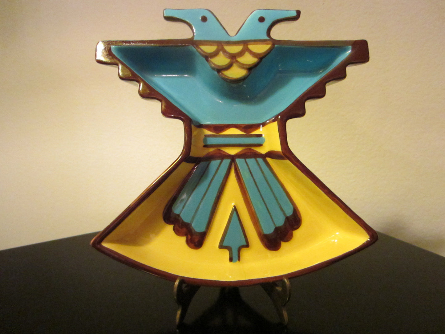 Sims Mid Century Ceramic Native American Thunderbird Pin Dish - Designer Unique Finds 