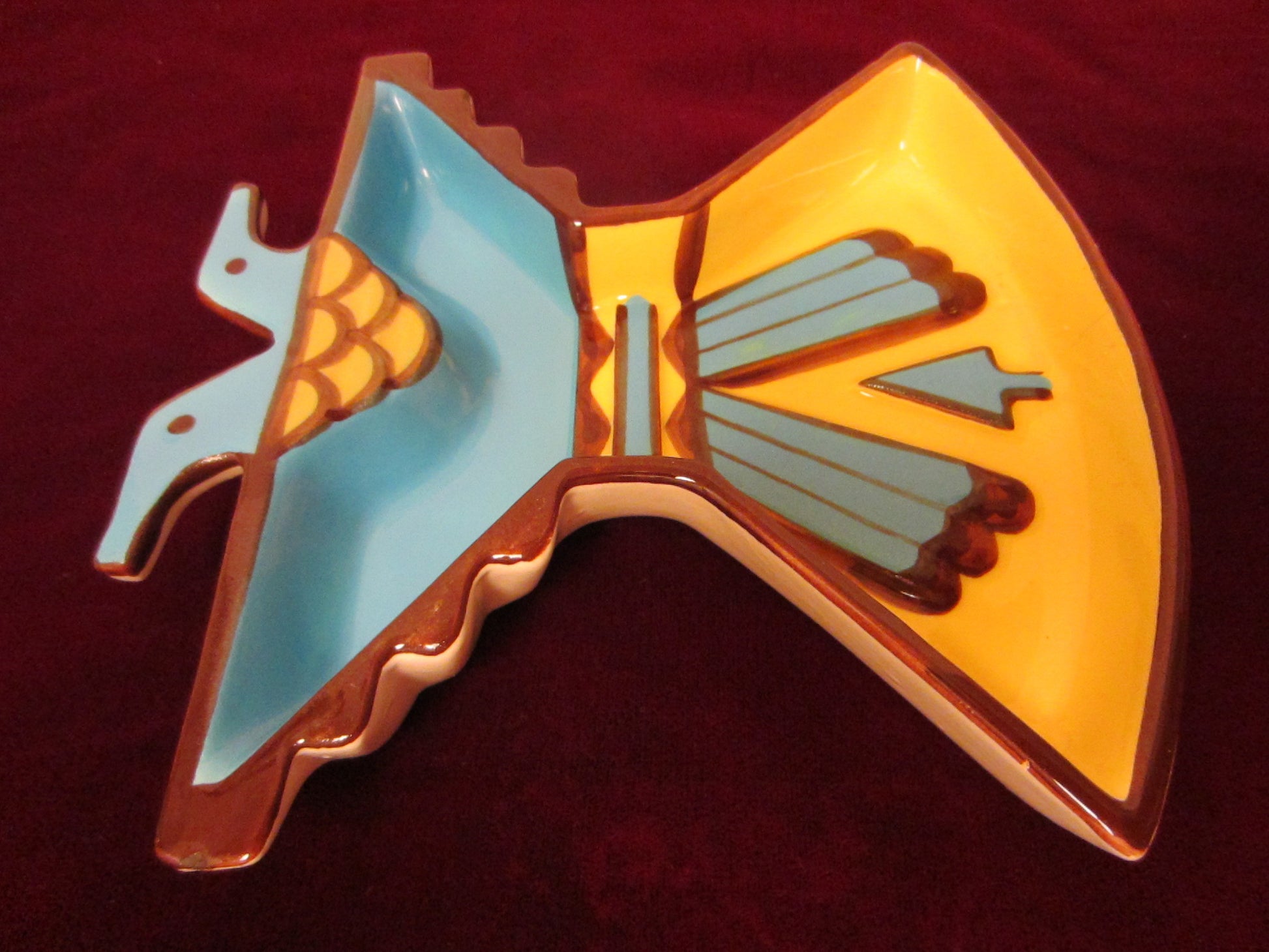 Sims Mid Century Ceramic Native American Thunderbird Pin Dish - Designer Unique Finds 