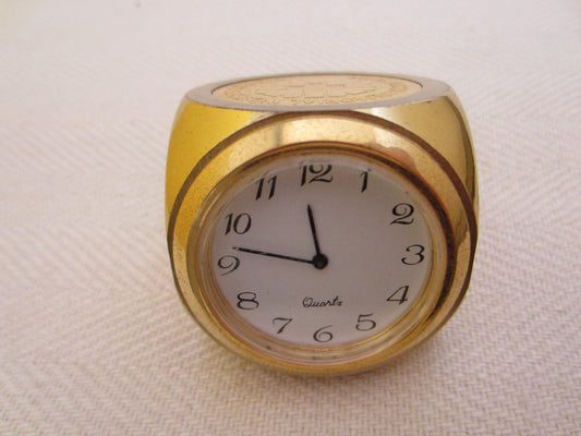 Brass Dice Miniature Novelty Desk Clock Long Beach Memorial Women Hospital - Designer Unique Finds 
 - 1