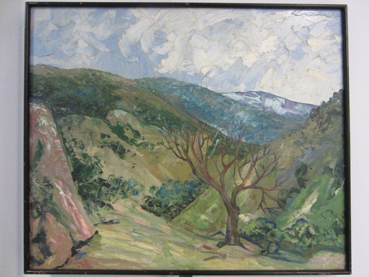 Carl Lewis Pappe Mod Landscape Oil On Panel - Designer Unique Finds 