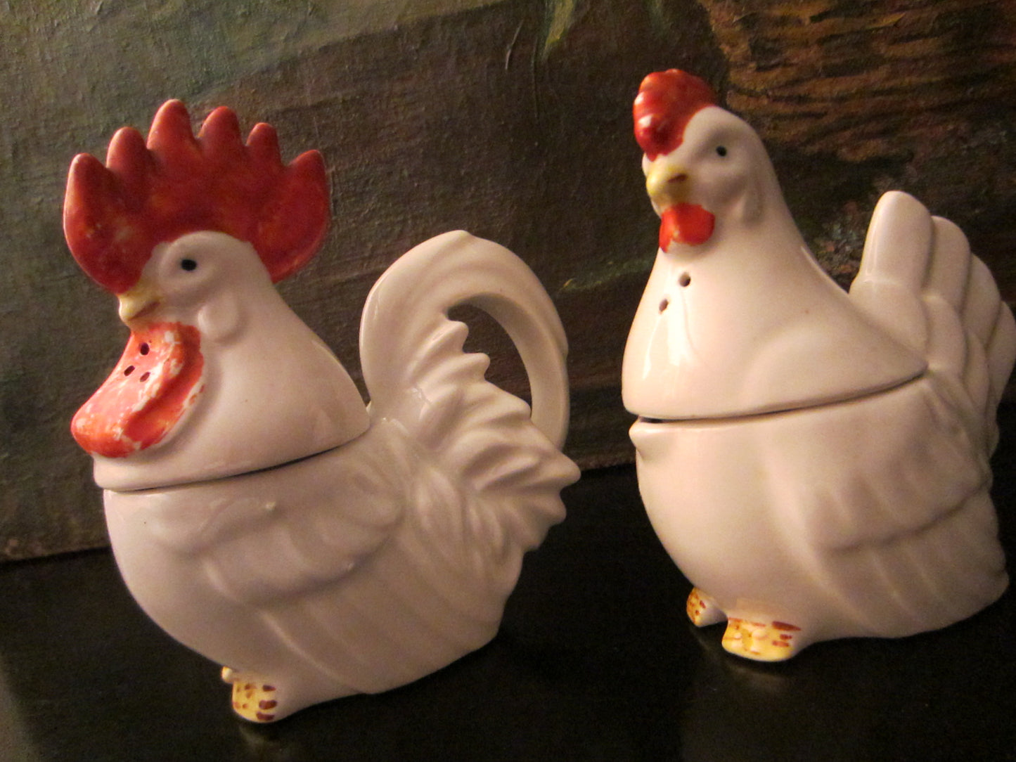 Rooster Hen Japan Ceramic Quartet Kitchen Decor