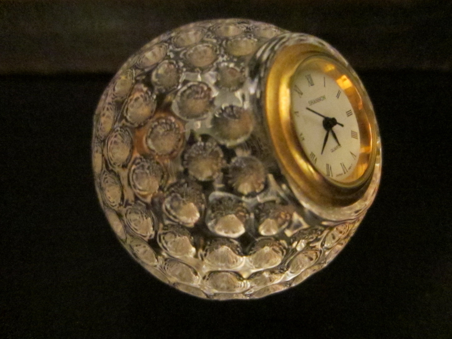 Shannon Crystal Clock Golf Ball Japan Movement - Designer Unique Finds 