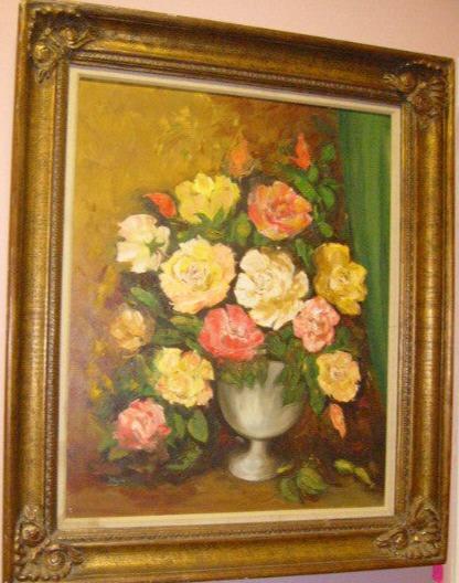 Still Life Flowers In Vase Oil On Canvas Painting Signed Myra - Designer Unique Finds 
 - 4