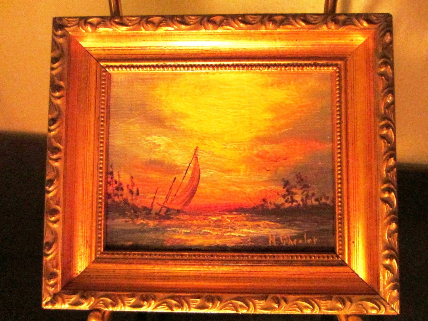 Sunset Impressionist Maritime Canvas Board Signed M Whealer - Designer Unique Finds 
 - 1