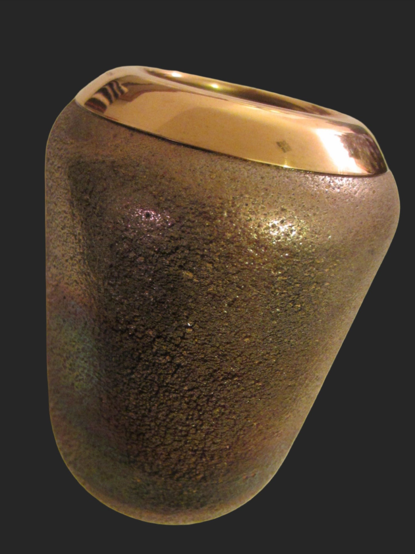 Iridescent Textured Glass Vase Gold Inclusion - Designer Unique Finds 