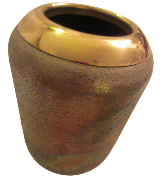 Iridescent Textured Glass Vase Gold Inclusion - Designer Unique Finds 