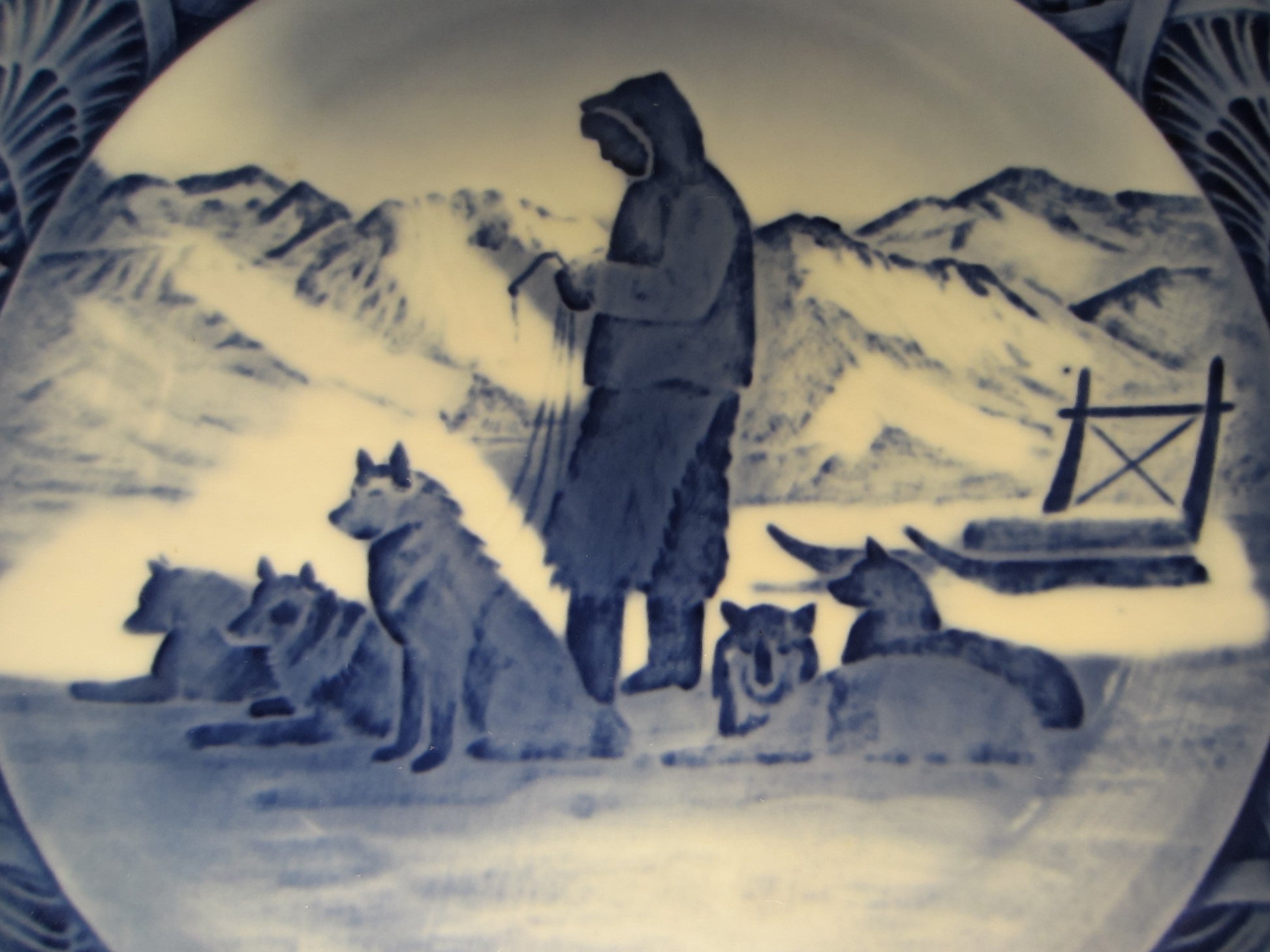 Royal Copenhagen Denmark Blue Mountain View Wolves Wall Plate - Designer Unique Finds 