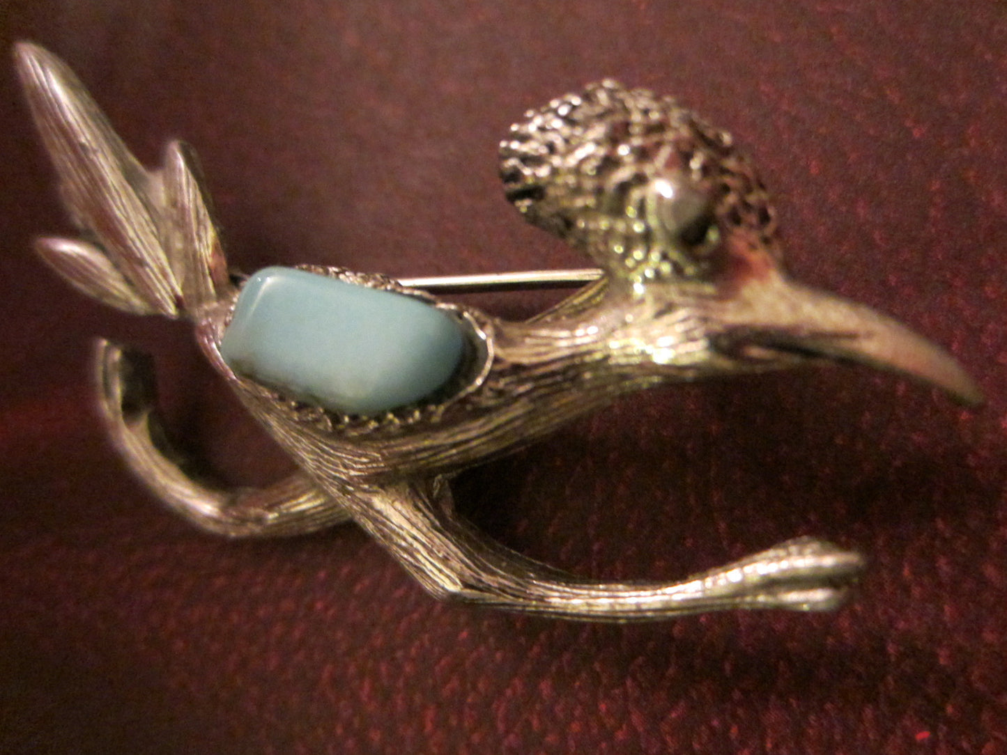 Road Runner Brooch Turquoise Cabochon - Designer Unique Finds 
 - 1