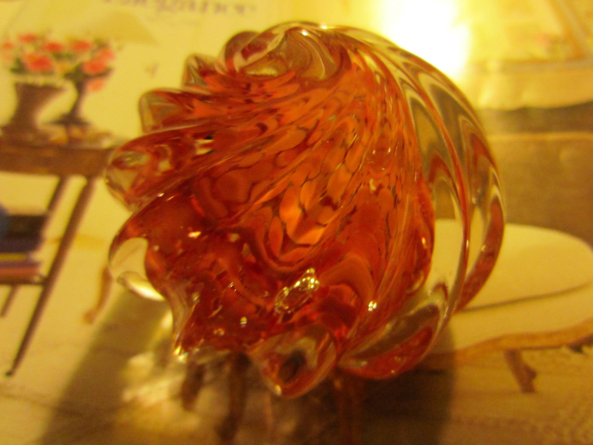 Orange Studio Glass Paperweight Artist Signed 2003 - Designer Unique Finds 