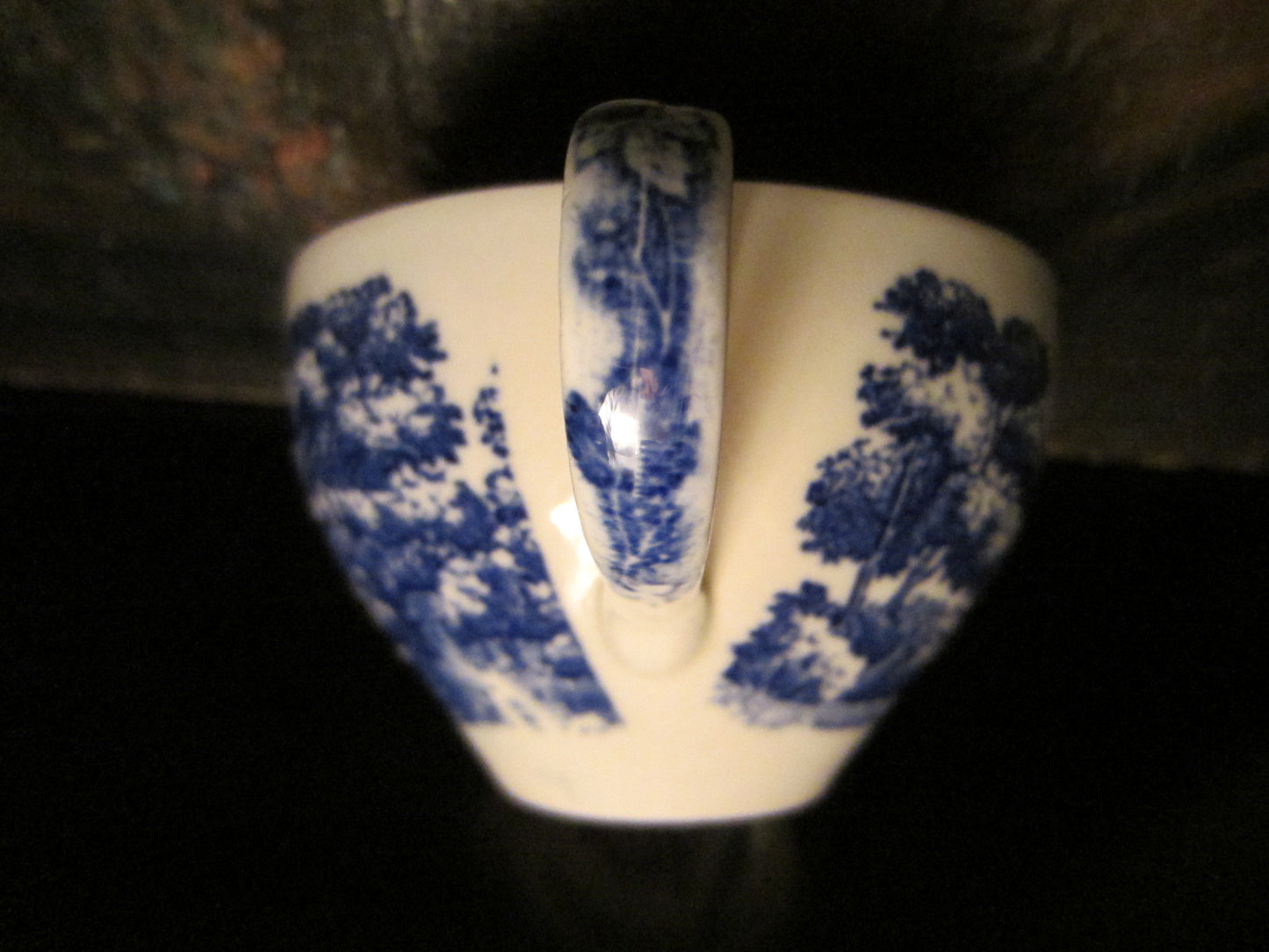 Nasco Japan Lake View Hand Painted Blue White Teacup Set - Designer Unique Finds 