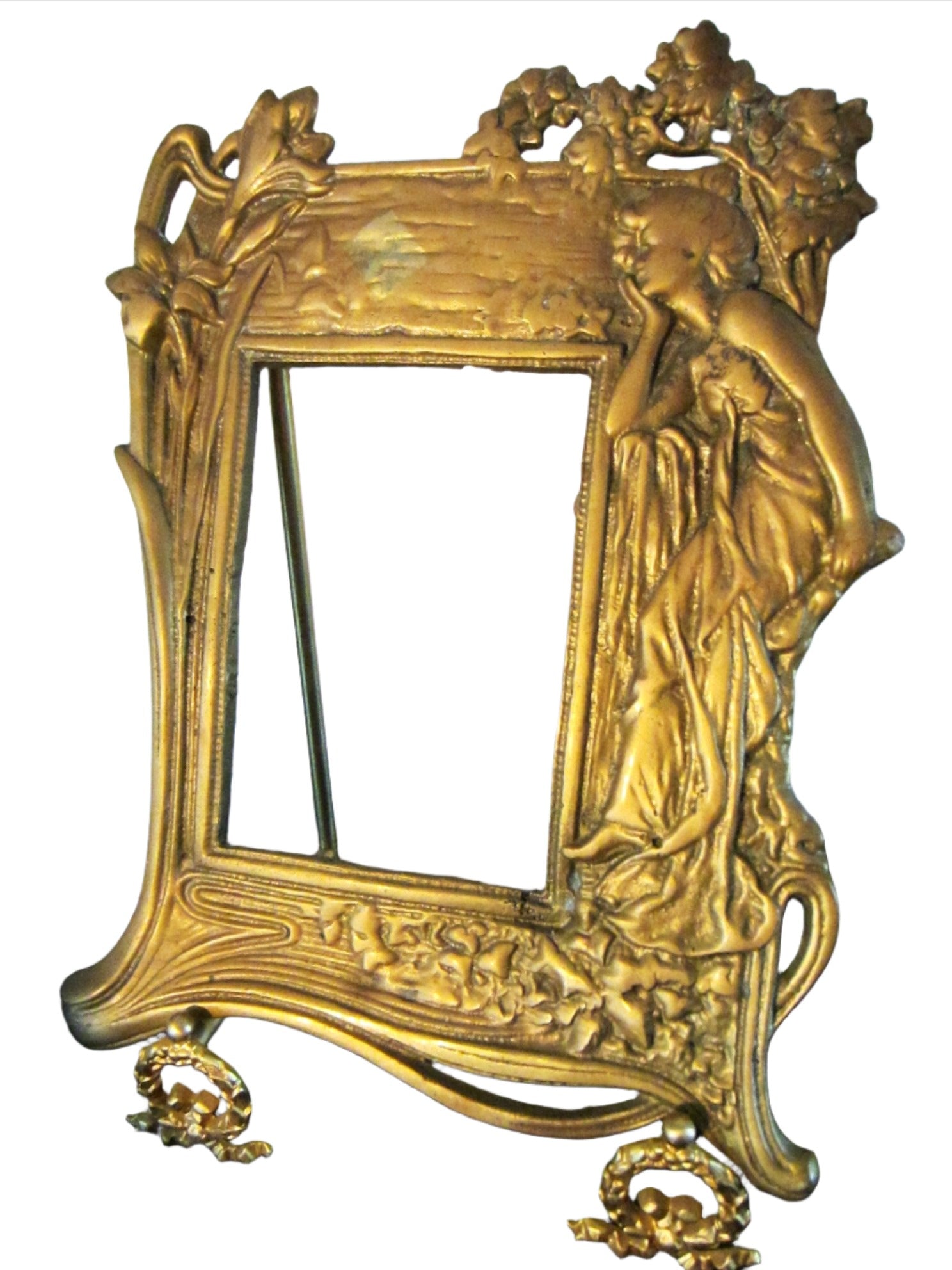 Neoclassical Style Brass Figurative Portrait Photo Frame - Designer Unique Finds 
 - 1