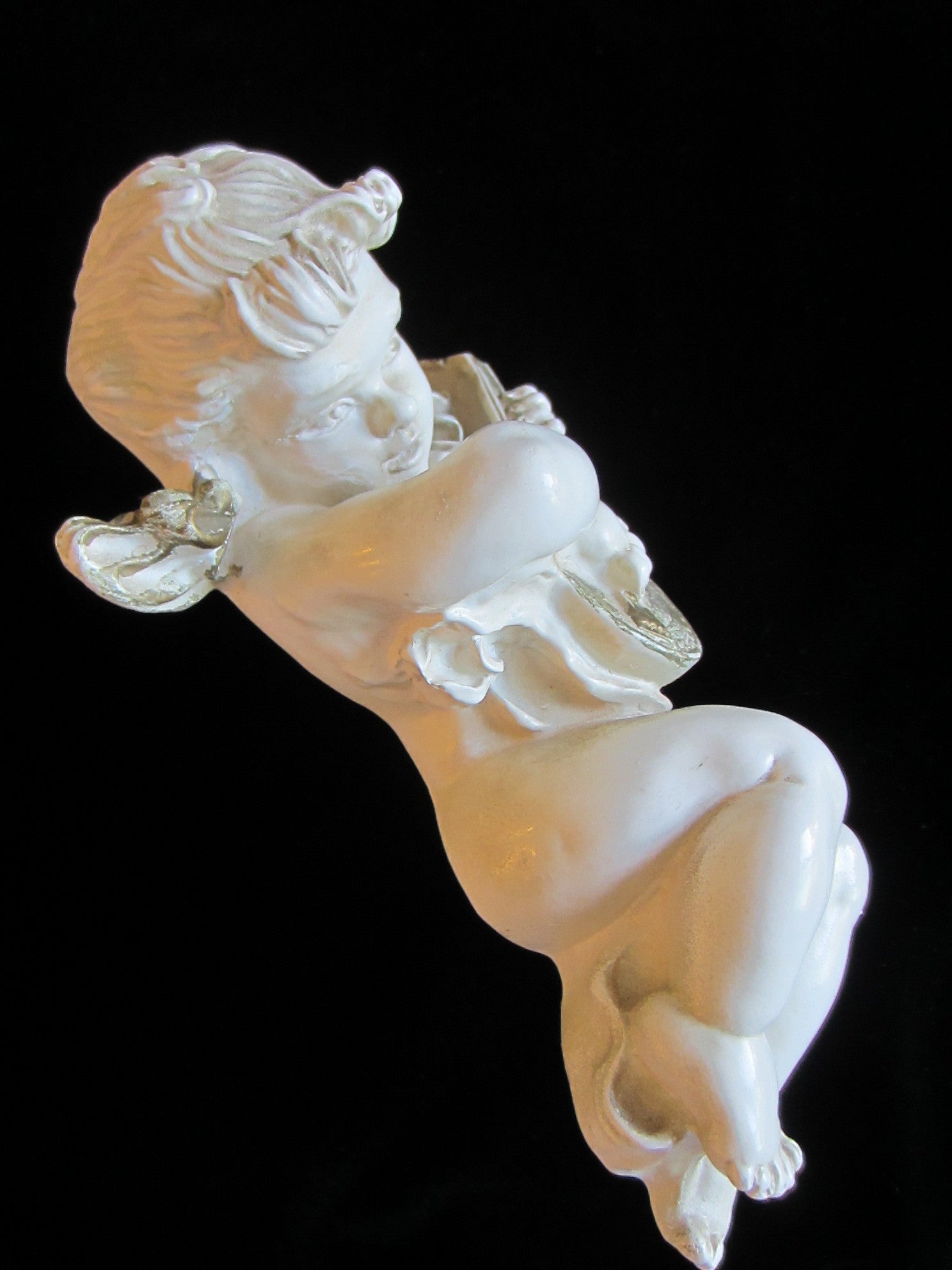 Universal Statuary Heraldic Angel Composite Mid Century Mandolin Player - Designer Unique Finds 