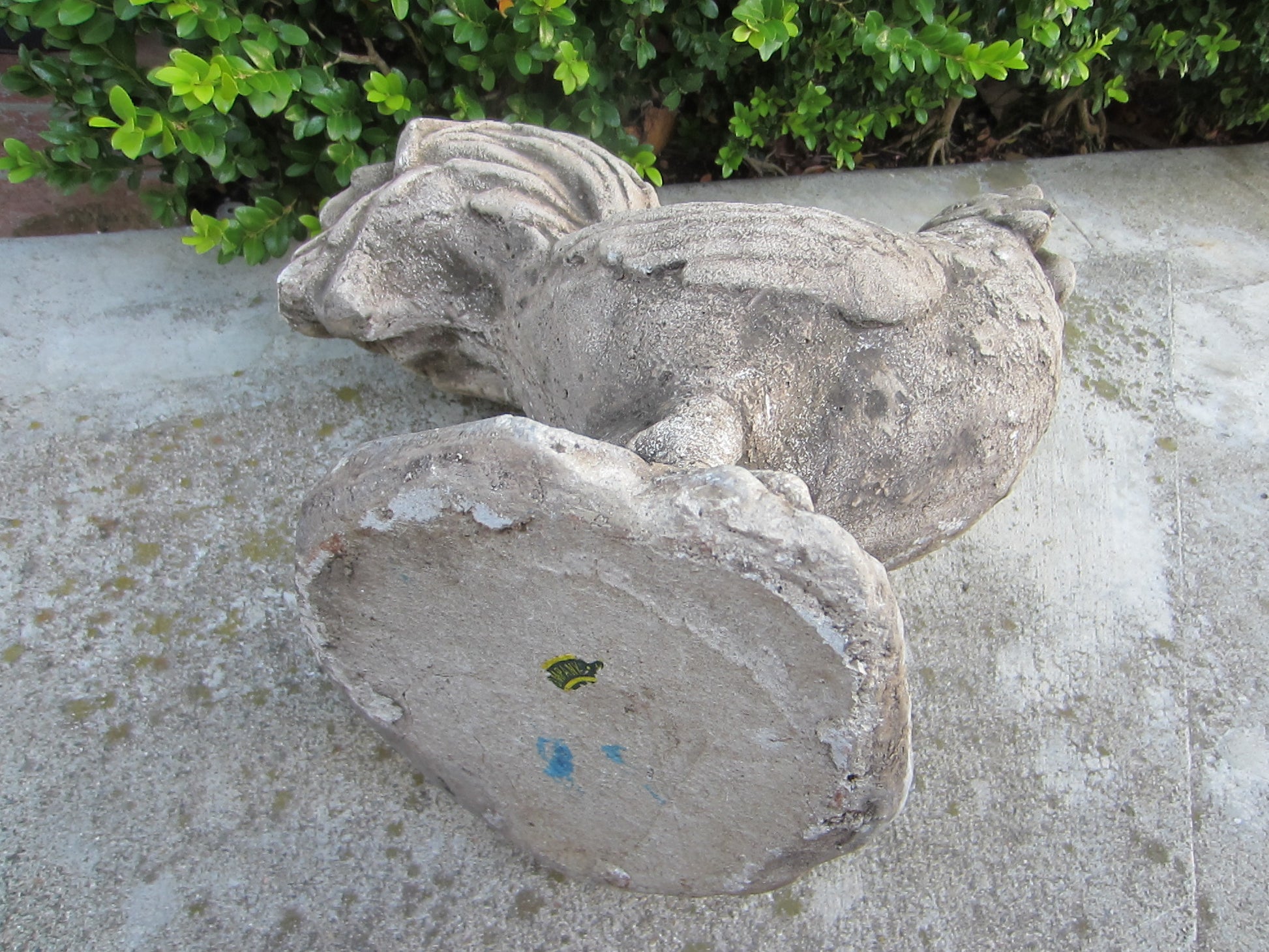 Garden Sculpture Cement Rooster Signed Architectural Decor - Designer Unique Finds 