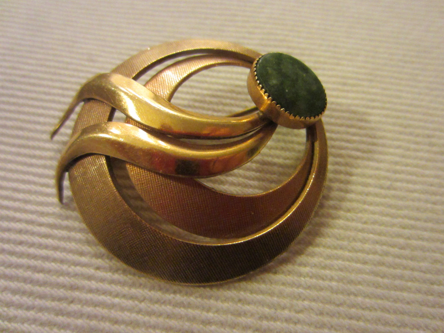 Jade Cabochon Brooch Gold Plated Hallmarked