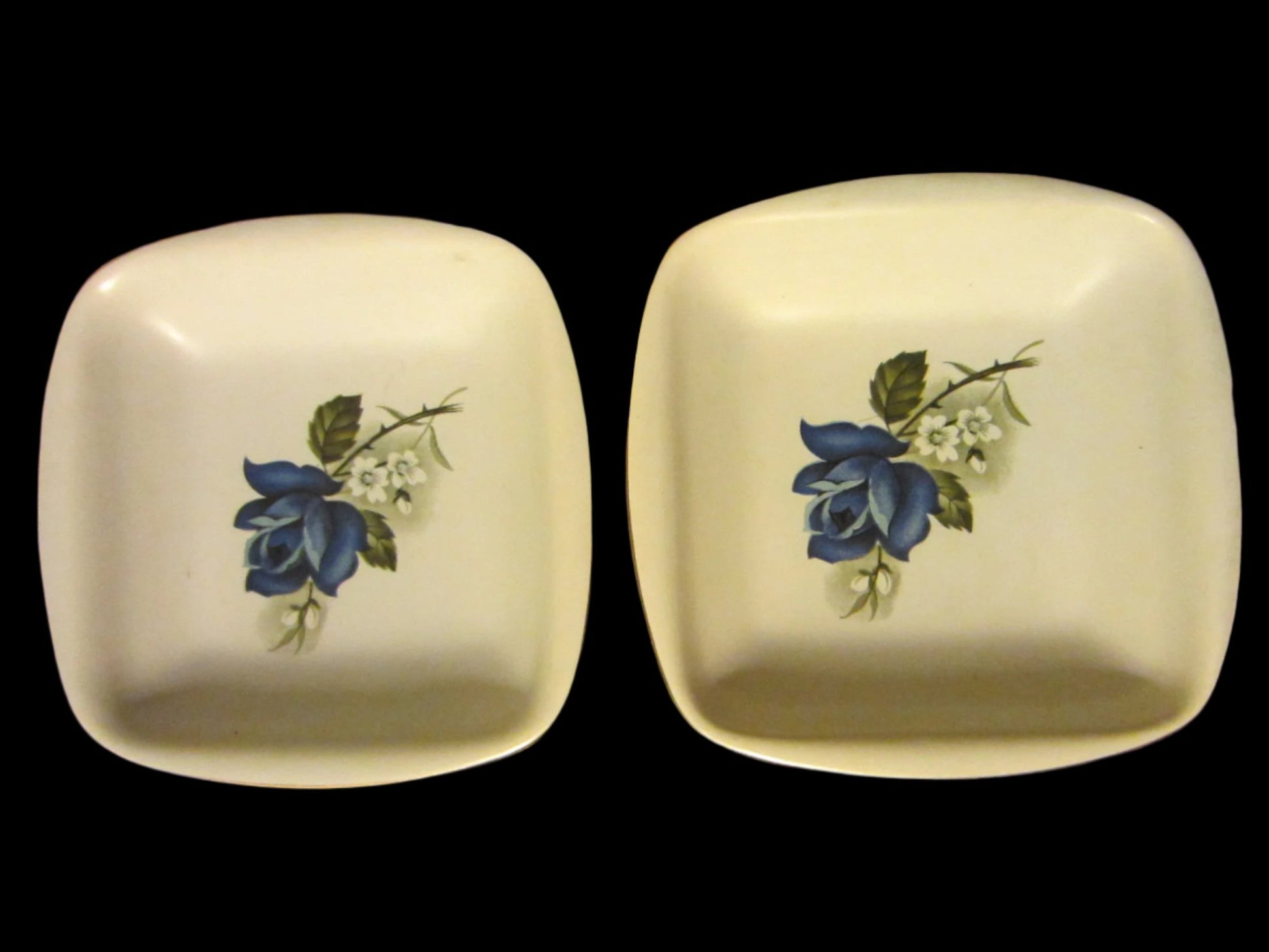 Flora Keramiek Gouda Holland Blue Rose Porcelain Trays - Designer Unique Finds 