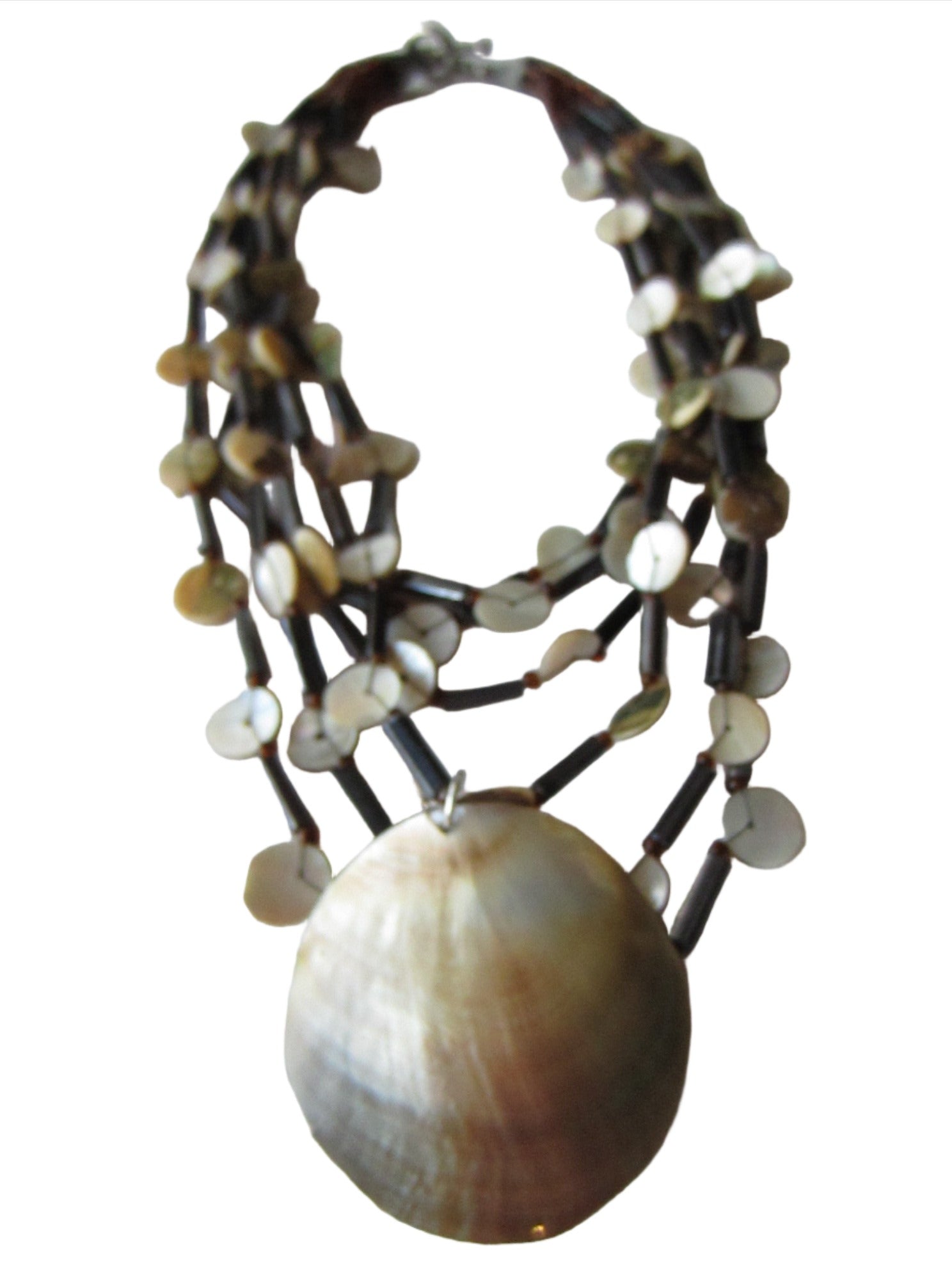 Nautical Clam Shell Abalone Strands Necklace - Designer Unique Finds 