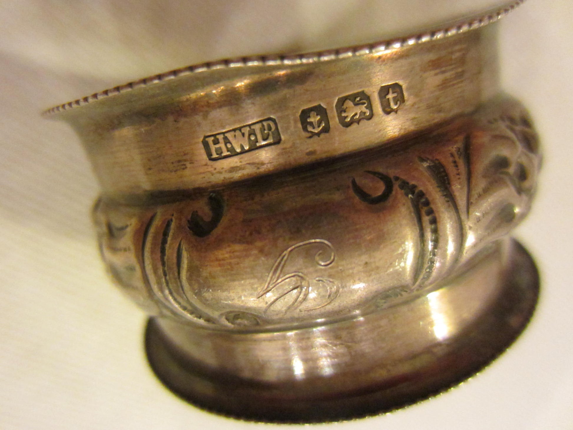 England Henry Williamson Monogrammed H W Floral Silver Napkin Rings - Designer Unique Finds 
 - 3