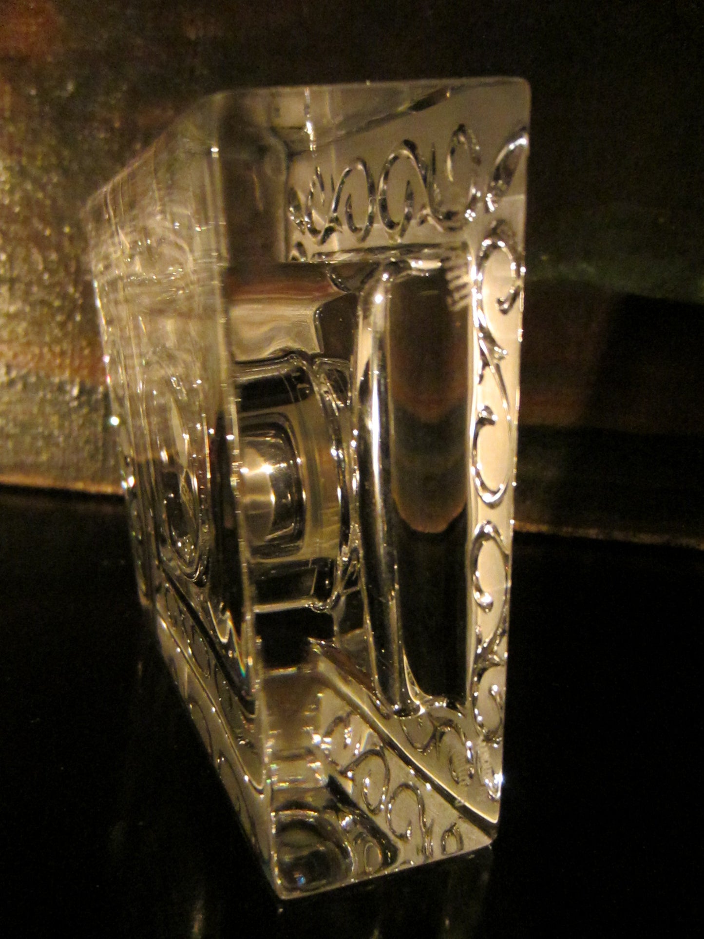 Marquise Waterford Crystal Germany Desk Clock Floral Design - Designer Unique Finds 