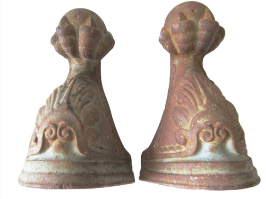 Architectural Rustic Cast Iron Ball Claw Bookends Decorative Elements - Designer Unique Finds 