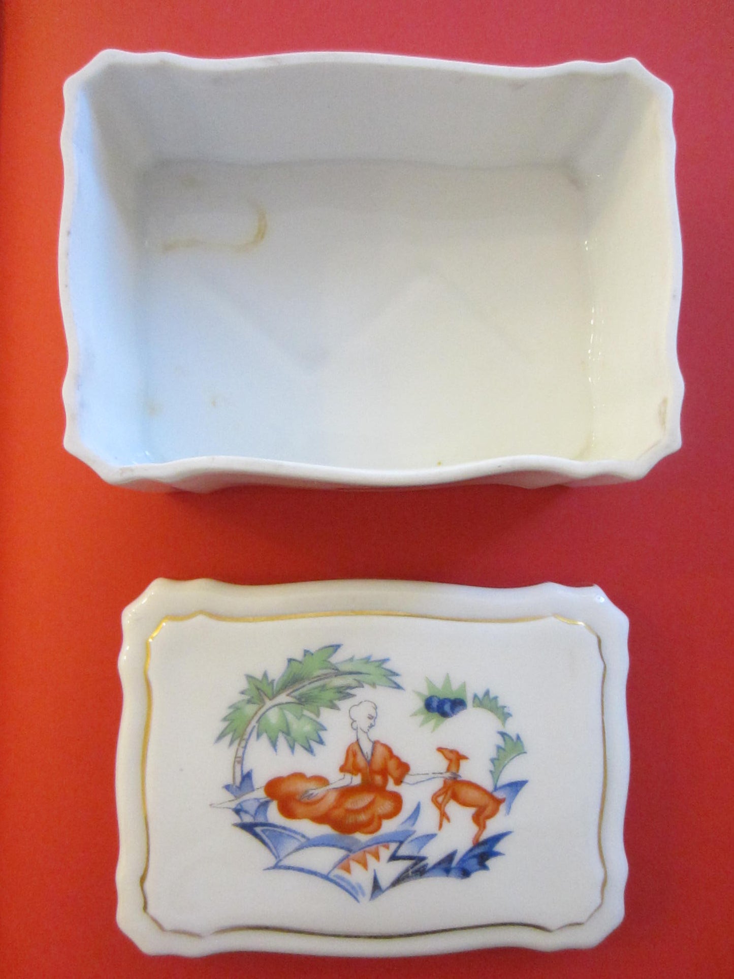 Schoenau Germany Figurative Porcelain Box Marked Numbered - Designer Unique Finds 