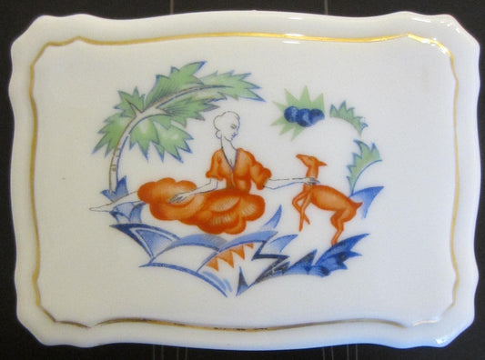 Schoenau Germany Figurative Porcelain Box Marked Numbered - Designer Unique Finds 