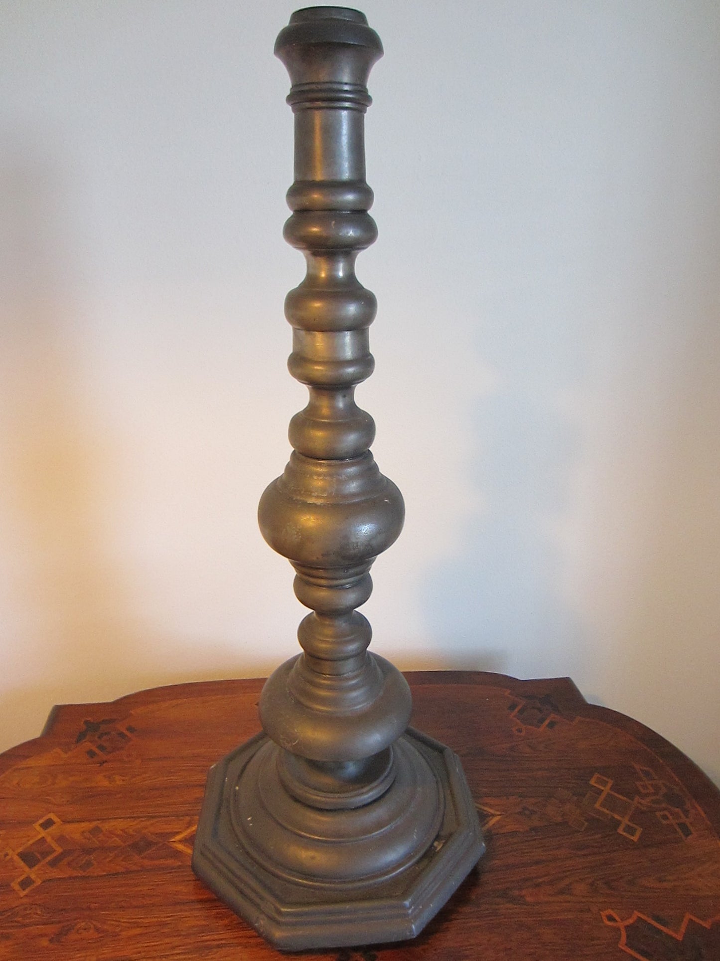 Monumental French Provincal Candle Stand Les Etain De Paris Foundry Hallmarks