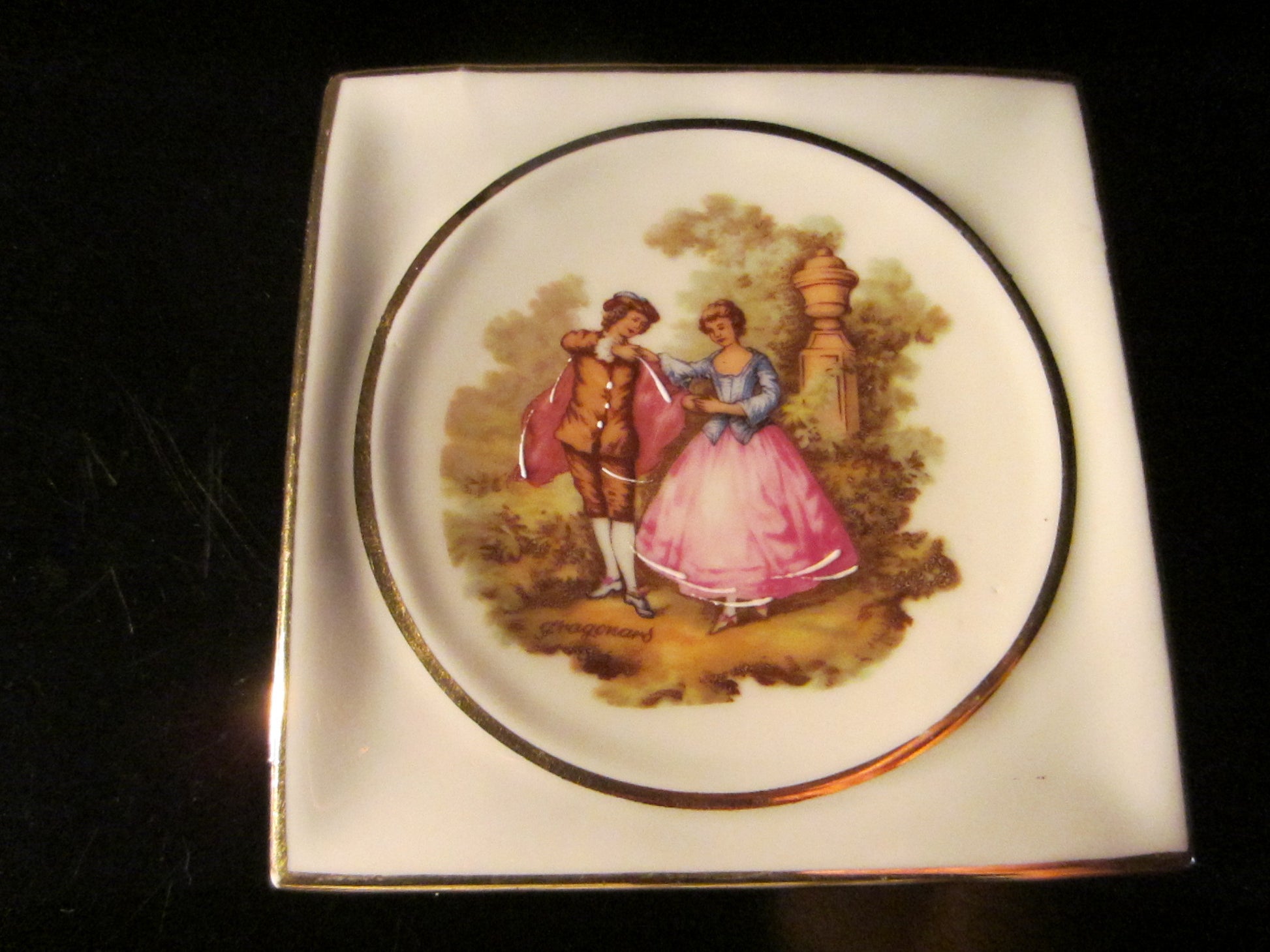 A Porcelain Limoges France Square Plate Signed Fragonard - Designer Unique Finds 
 - 1