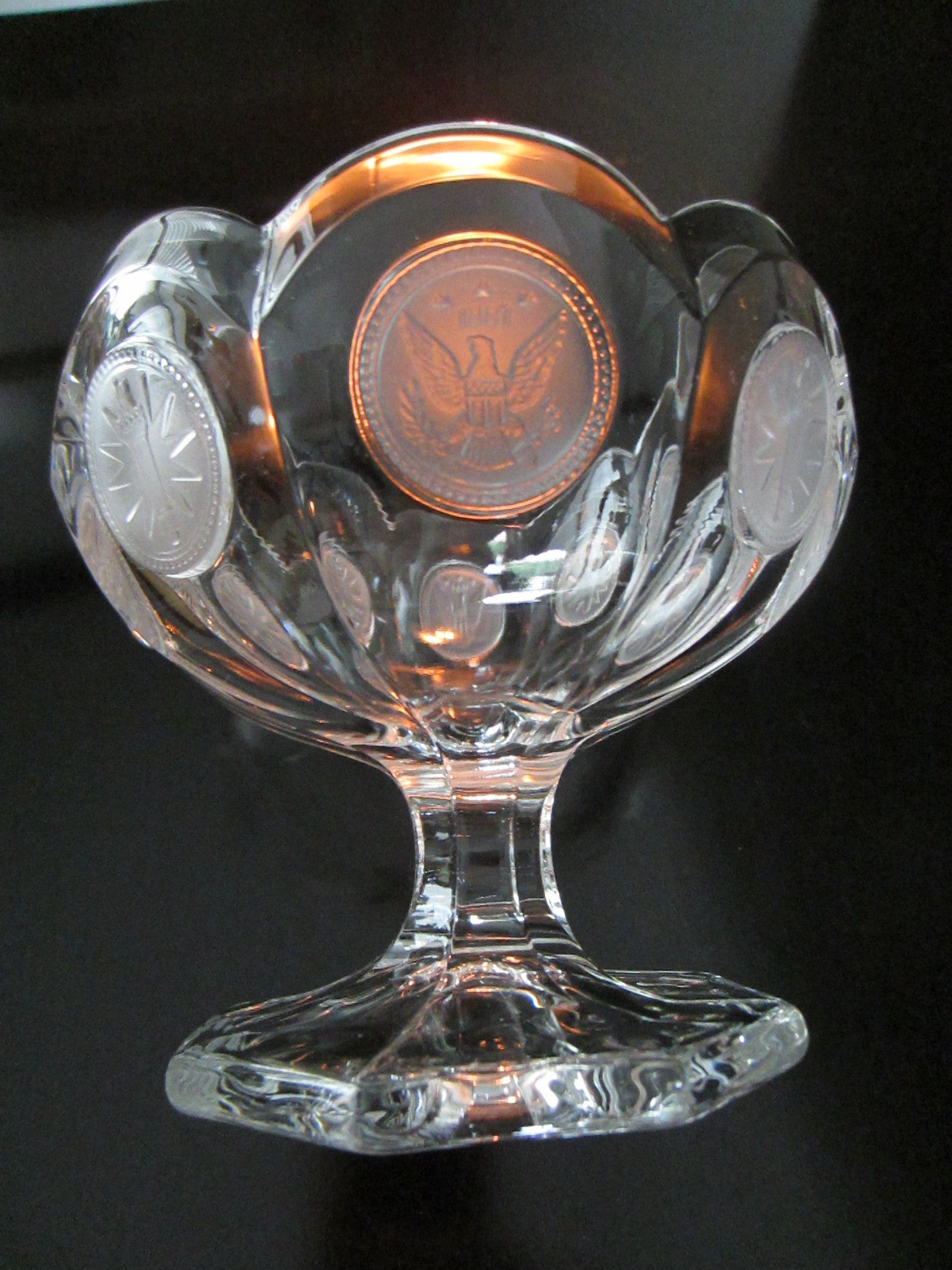 Fostoria Jelly Stem Glass Compote Bowl Frost Coins - Designer Unique Finds 
 - 4