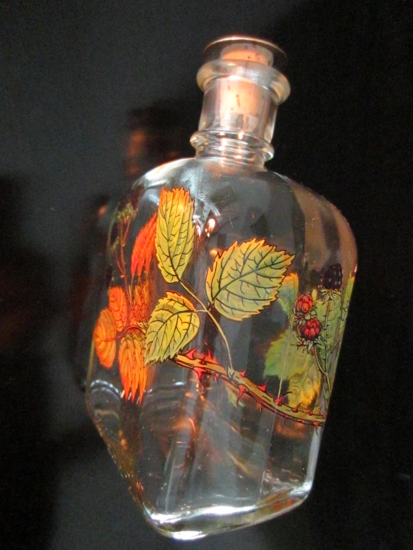 Holmegaard Copenhagen Glass Decanter Hand Decorated Autumn Leaves