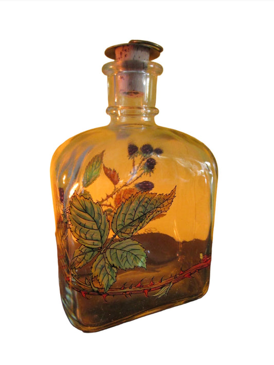 Holmegaard of Copenhagen Glass Decanter Hand Decorated Autumn Leaves