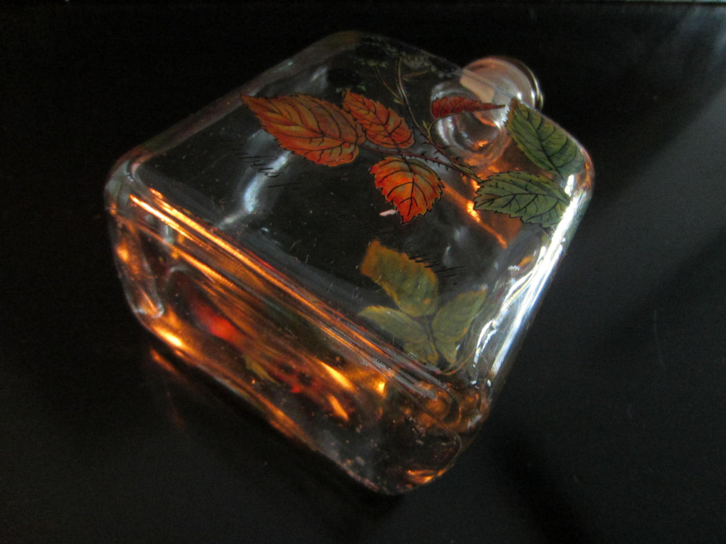 Holm Gaard of Copenhagen Hand Painted Glass Decanter Autumn Leaves - Designer Unique Finds 
 - 5