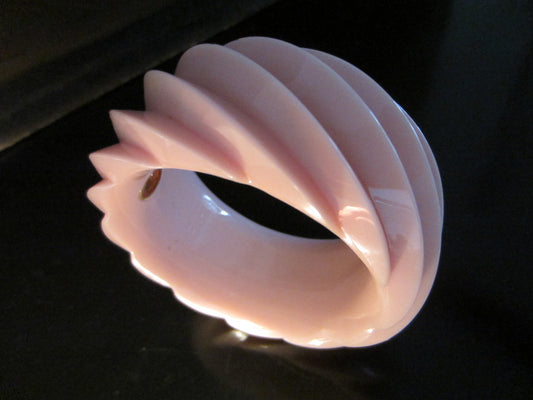 Pink Bakelite Swirl Deco Cuff Bracelet West Germany - Designer Unique Finds 